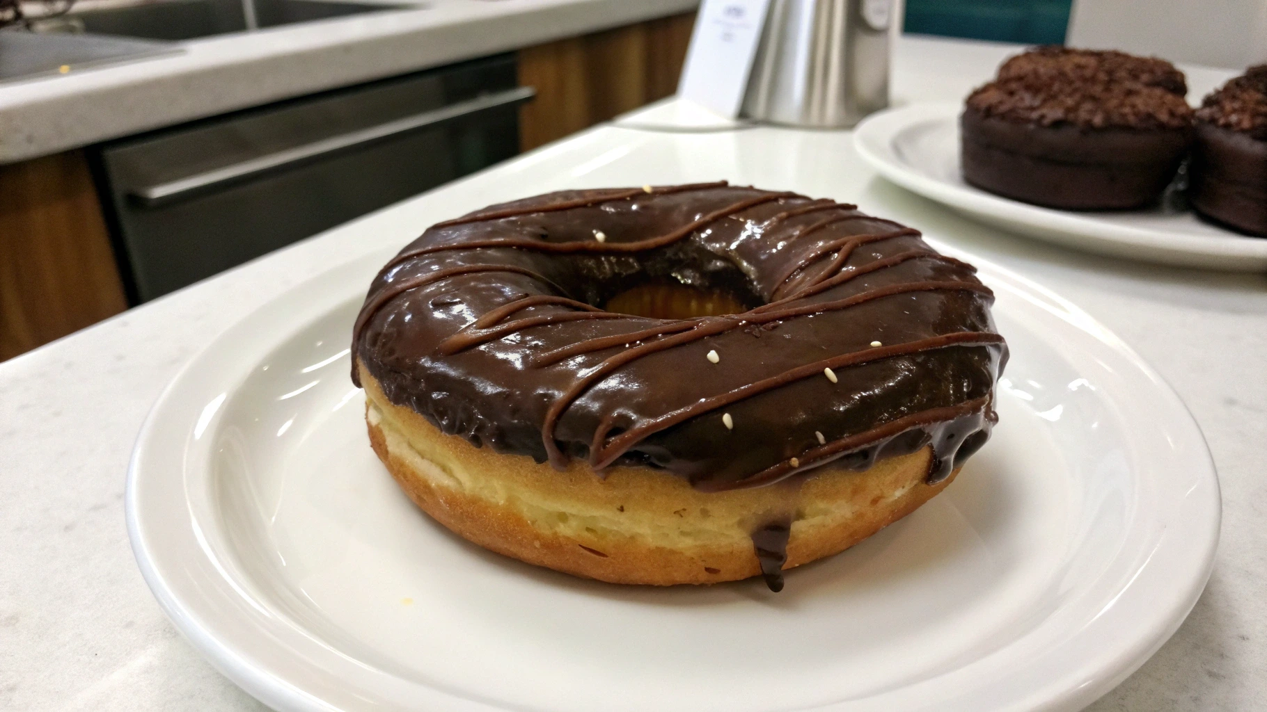 Fresh Double Chocolate Doughnut Dunkin with a chocolate glaze